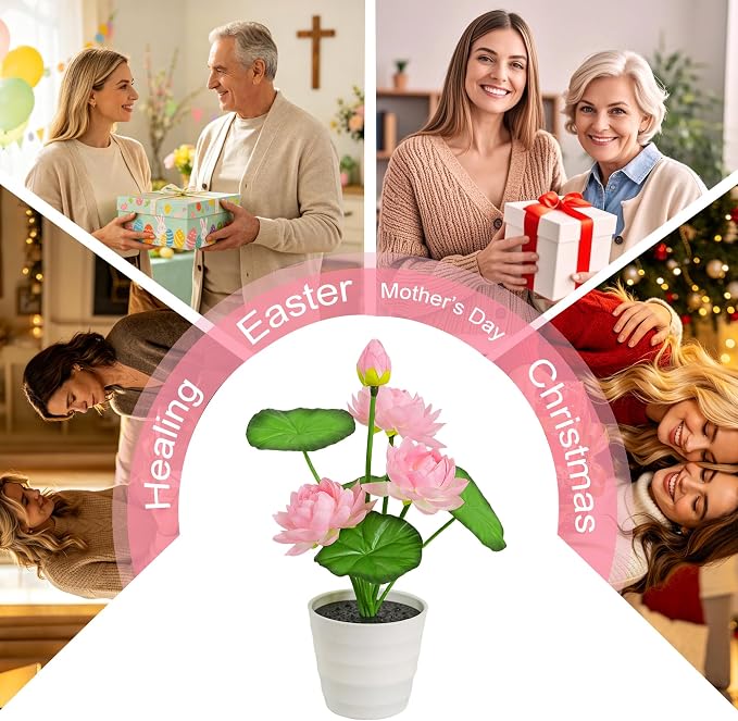 Artificial Pink Lotus Flower Lamp Flower Night Light - Image 6