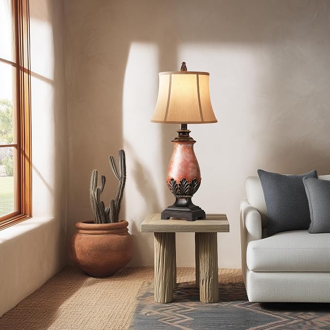 Hamucd 27" Set of 2 Tall Farmhouse Rustic Table Lamps - Image 4