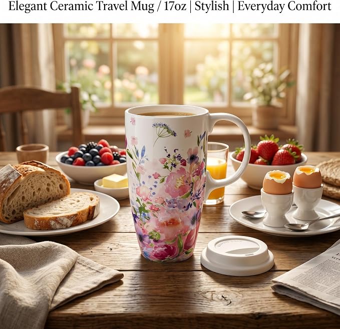 Topadorn Porcelain 17oz Ceramic Travel Mug - Image 8