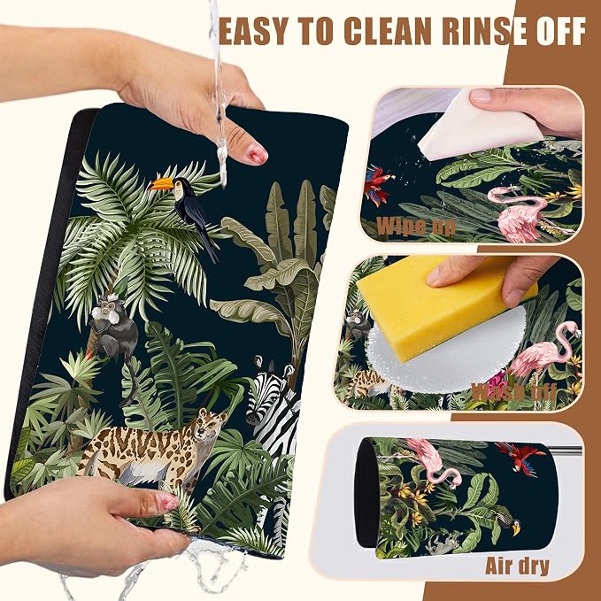 Jungle Animals Coffee Mat Tropical Dish Drying Mat - Image 5