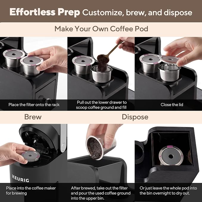 Coffee Pod Maker Stand, Solid Wood Reusable K-Cup Filter Holder & Filling - Image 2