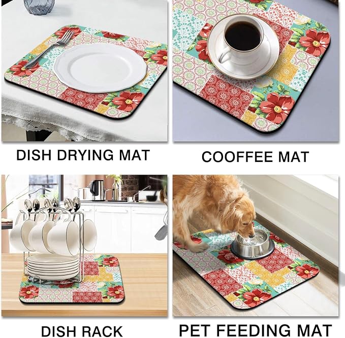 Coffee Bar Mat Accessories for Countertop Absorbent Hide Stain Rubber Backed - Image 2