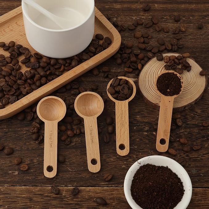 4pcs 7.5ml Wood Coffee Scoops, Coffee Spoon in Beech Wooden Measuring Spoons - Image 5