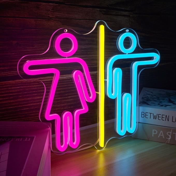 Restroom Neon Signs for Wall Decor Bathroom Neon Sign Dimmable LED Powerd - Image 2