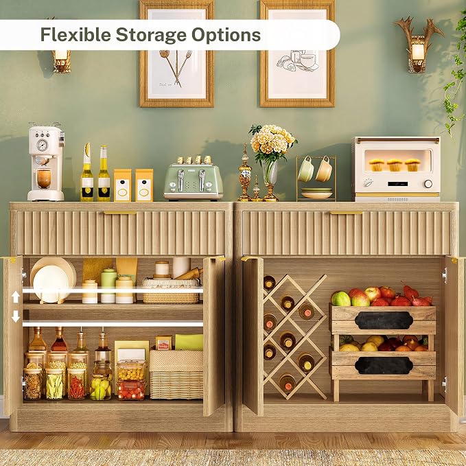 TEENFON 63" Fluted Buffet Sideboard Cabinet - Image 5