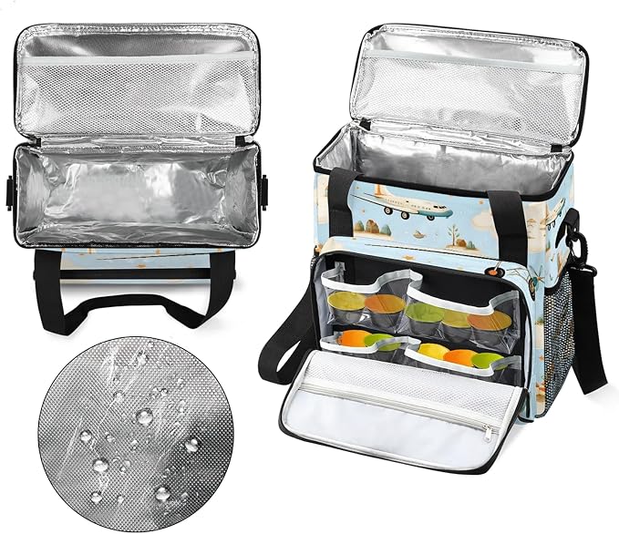 Cute Aircraft Coffee Maker Carring Bag, Large Insulated Storage Organizer Case - Image 3