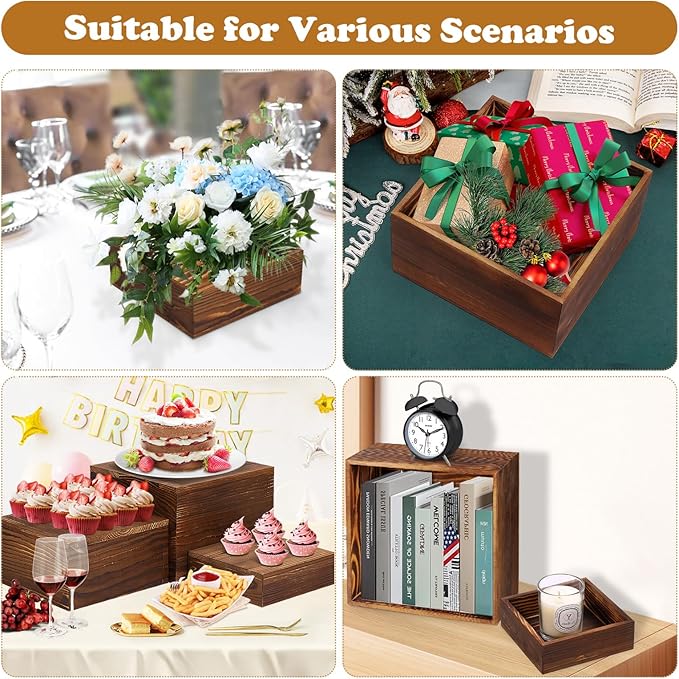 6 Pack Wooden Risers Display Stands Rustic Wood Cake & Cupcake Stands - Image 7