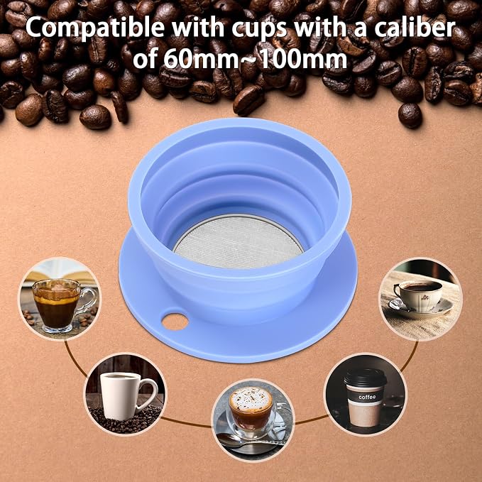 2-Packs Paperless Collapsible Travel Pour Over Coffee Dripper Kit Portable - Image 6