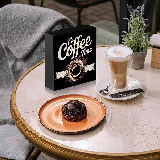 It's Coffee Time Wooden Box Decor 5x5 in - Image 5