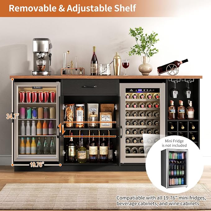 78.74" Large Coffee Bar Cabinet - Image 4