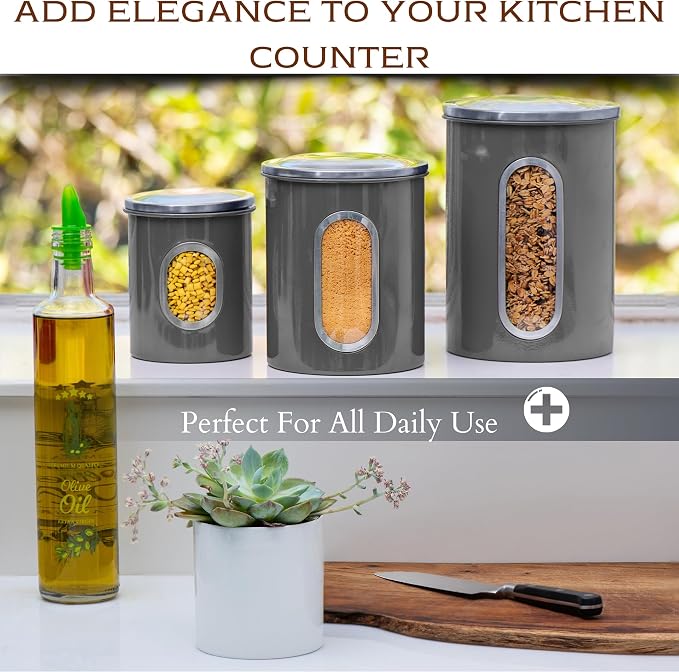 Moss & Stone 3-Piece Gray Canisters Sets - Image 5