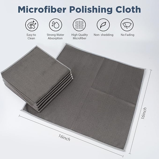 SINLAND Microfiber Glass Polishing Cleaning Cloths Fish Scale Cloth Wipes - Image 2