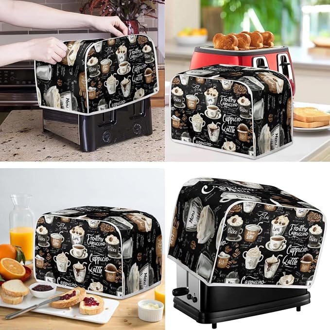 doginthehole Blender Cover and Toaster Cover 4 Slice Coffee Print Small - Image 2