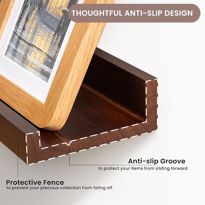 Acovy Long Floating Shelves for Wall, 55 inch Solid Wood Picture Ledge Shelf - Image 5