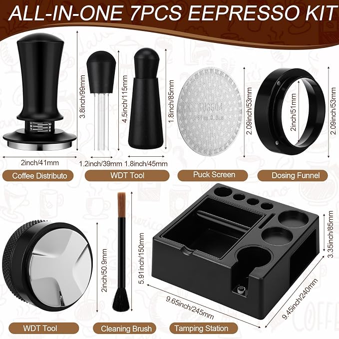 53mm Black 7 Pcs Espresso Accessories Kit - Image 2