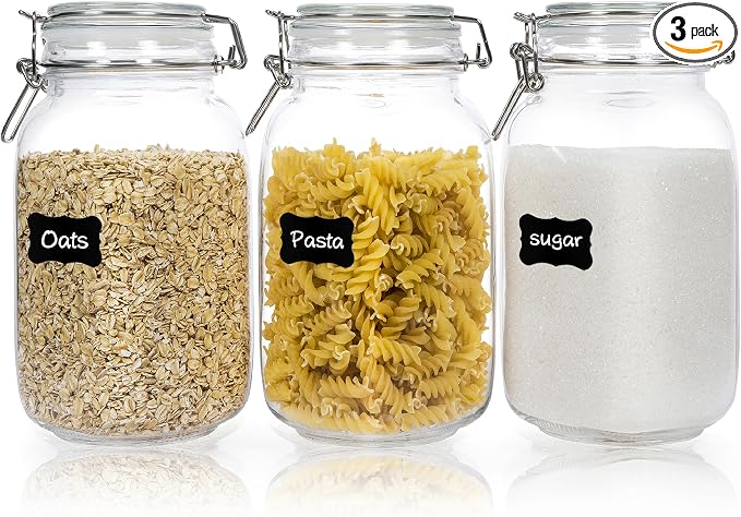 CHEFSTORY 50oz Airtight Glass Jars by Chefstory