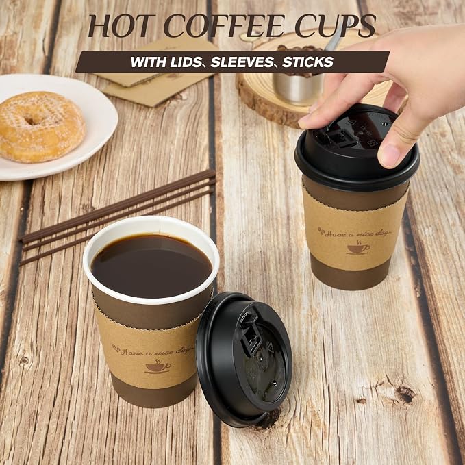 LITOPAK 100 Pack 12 oz Paper Coffee Cups - Image 4