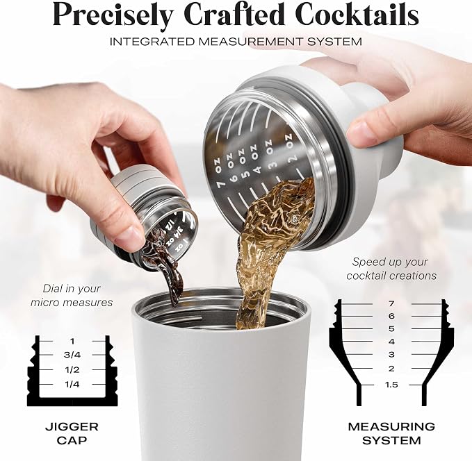 BARE BARREL Insulated Cocktail Shaker Set | Double Wall Stainless Steel | - Image 5