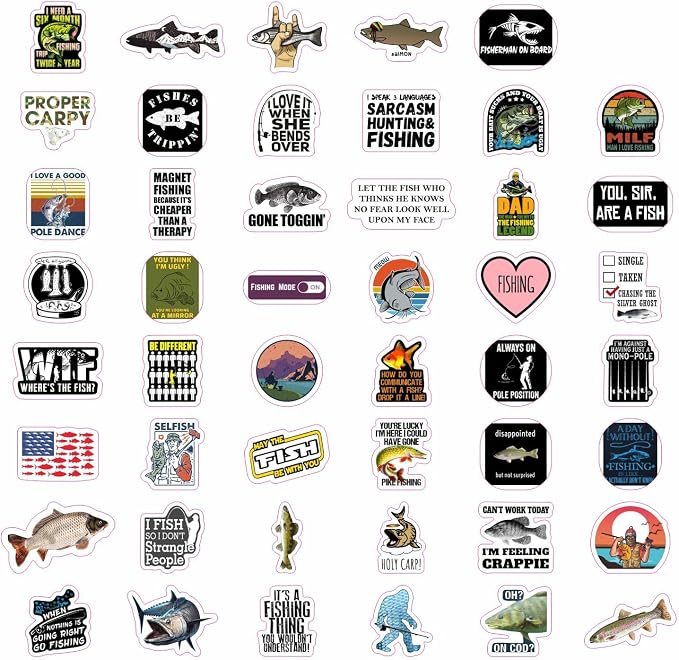 100Pcs Funny Fishing Stickers — Fisherman Decals - Image 4