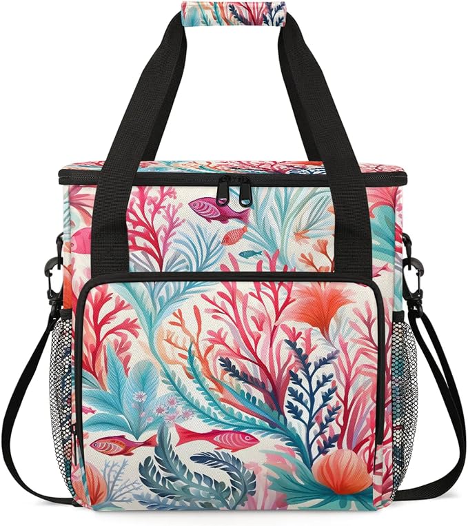 Red Pink Corals Ocean Fish Coffee Maker Carring Bag, Large Insulated Storage by Home