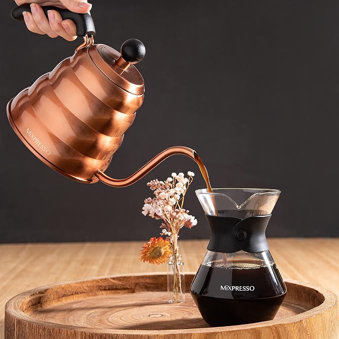 Mixpresso Pour Over Coffee Maker Set Glass Carafe Borosilicate White Protective - Image 6