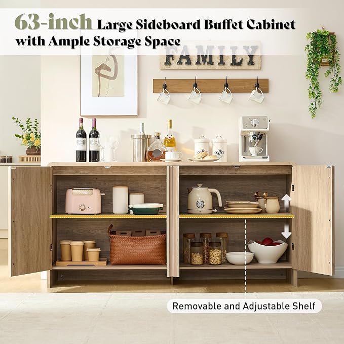 AMERLIFE 63" Fluted Sideboard Buffet Cabinet - Image 3