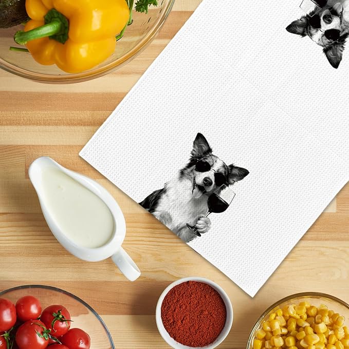 Funny Australian Shepherd Wine Kitchen Towels, Gifts - Image 5