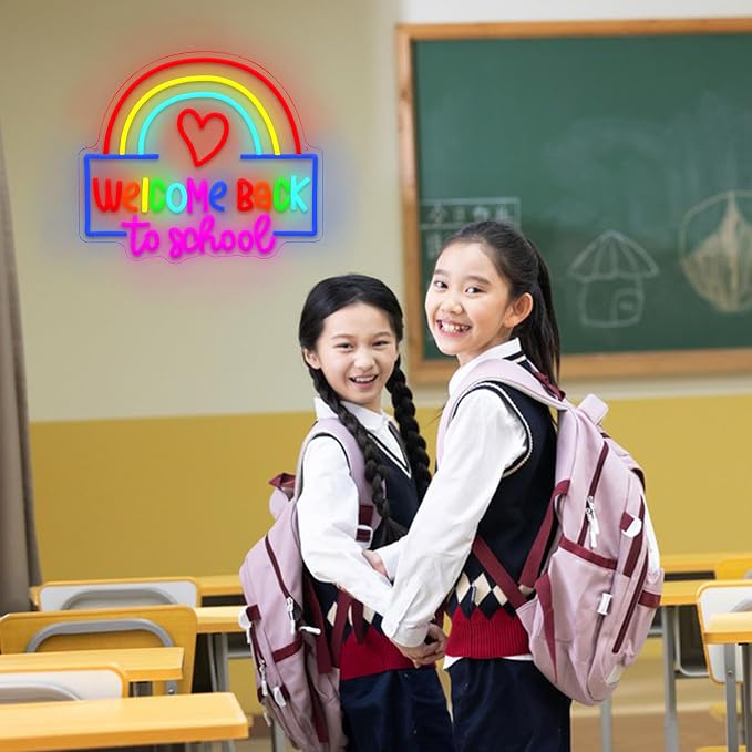 Welcome Back to School Neon Sign Rainbow Heart LED Neon Light USB Powered Back - Image 6