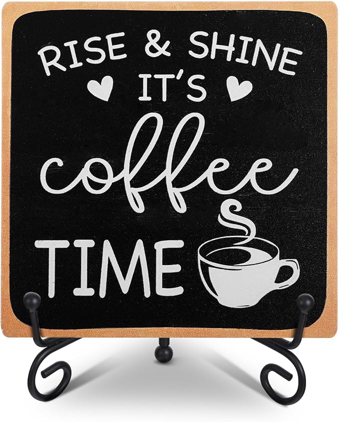 Wooden Coffee Sign Rise & Shine It's Coffee Time Decor Funny Bar Accessories - Image 7
