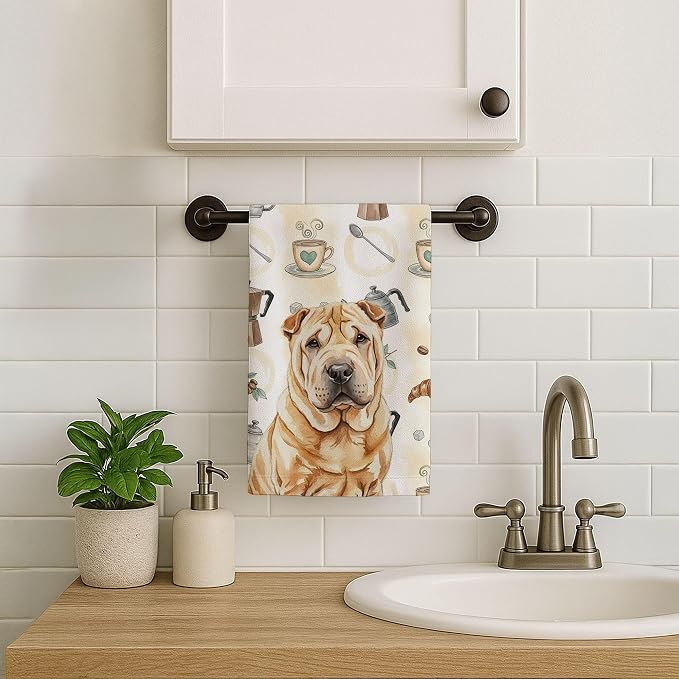 Caroline's Treasures Red Shar Pei Coffee Bar Kitchen Towel Velour Plush Front - Image 7