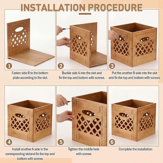 Geelin 2 Pack Wooden Milk Crate, Decorative Farmhouse Basket Organizer - Image 4