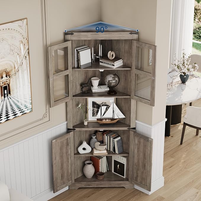 GarveeHome 67 in Tall Corner Storage Cabinet - Image 6
