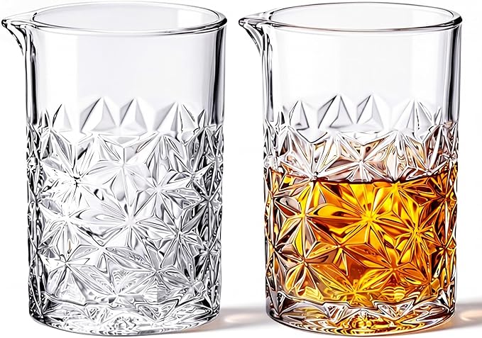 Dandat 2 Pcs Cocktail Mixing Glass 24 oz Crystal Stirring Glass Thick Bottom by Dandat