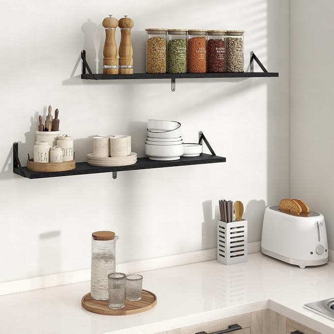 Floating Shelves 8 Inch Deep, 36W x 8D Wall Shelf Set of 2, 60 lbs Heavy Duty - Image 2