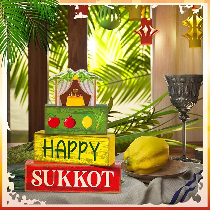 Yuntau 4 Pcs Happy Sukkot Table Decorations Sukkot Centerpieces - Image 4