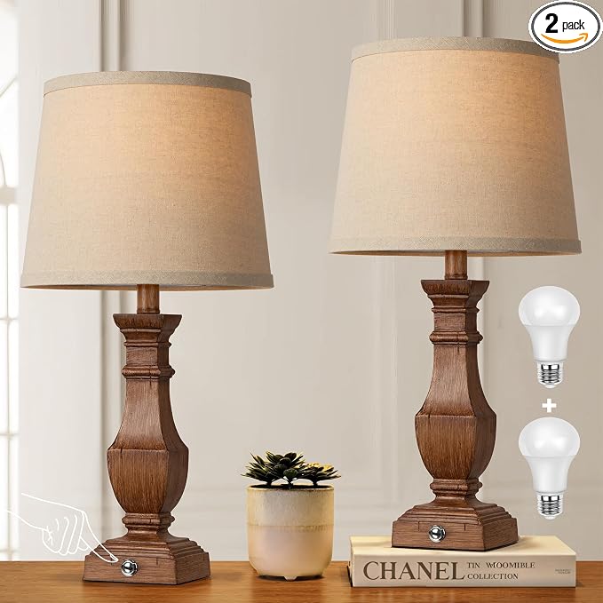 ROTTOGOON Dimmable Table Lamps Set of 2, Rustic Farmhouse Table Lamps by ROTTOGOON