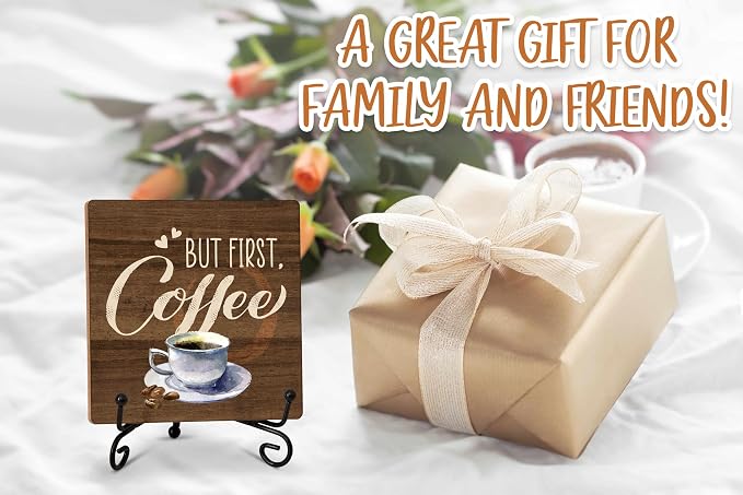 Wooden Coffee Decor, But First Coffee Gift - Image 3