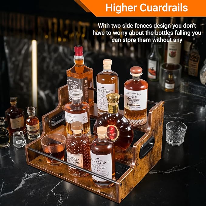 YQBRAO Liquor Bottle Display Shelf, 3-Tier Bar Shelves - Image 9