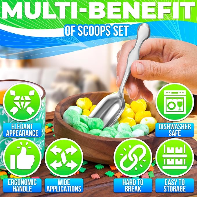 20 Pcs Small Scoops for Canisters – Mini Scoops for Candy, 5.8" Length - Image 4