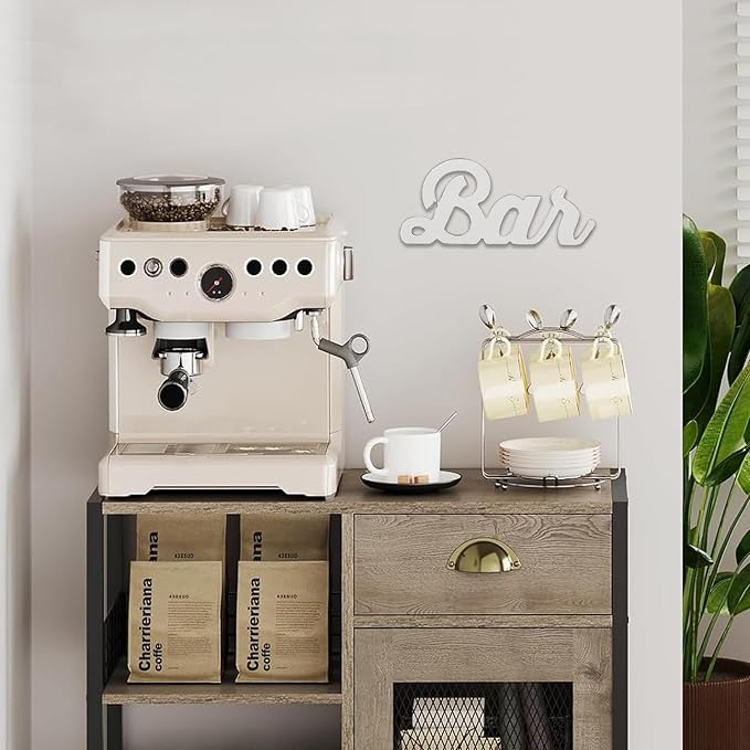 Rustic Coffee Bar Signs for Home Bar Wall 9 Inch, Distressed White Bar - Image 3