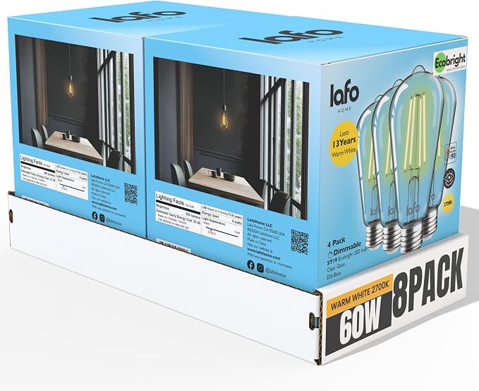 EcoBright ST19 ST64 LED Edison Bulbs Dimmable Filament Lights 60W Equivalent 9W - Image 3