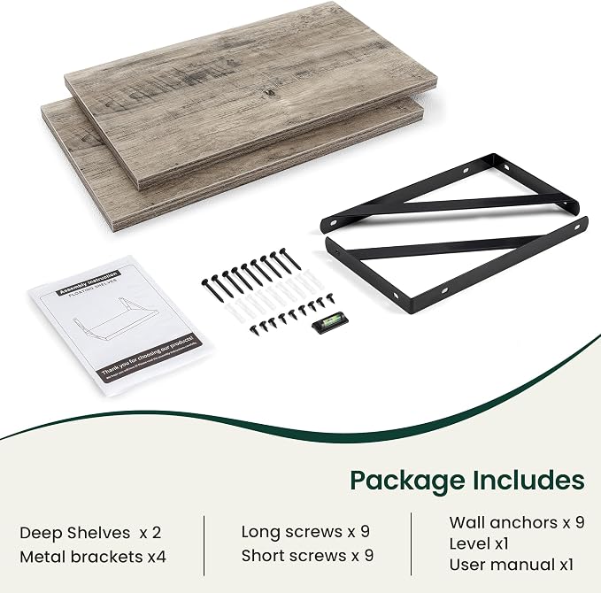 Floating Shelves 12 Inch Deep, 24W x 12D Wall Shelf Set of 2, 50 lbs Heavy Duty - Image 4