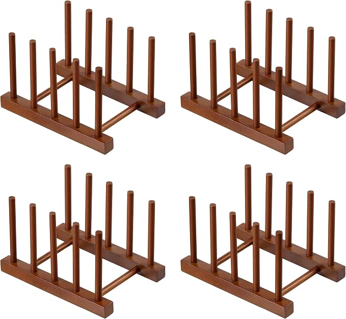 HBlife 4pcs Teak Dish Plate Bowl Cup Book Pot Lid Cutting Board Drying Rack by HBlife
