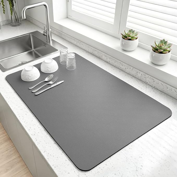 LOPNUR Kitchen Dish Drying Mat, Diatomite Coffee Mat, Super Absorbent Dish by LOPNUR