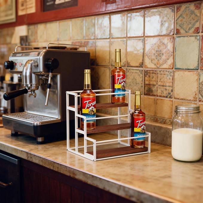 THYGIFTREE Coffee Syrup Rack Organizer 3-Tier 12 Syrup Bottles Holder Stand - Image 8