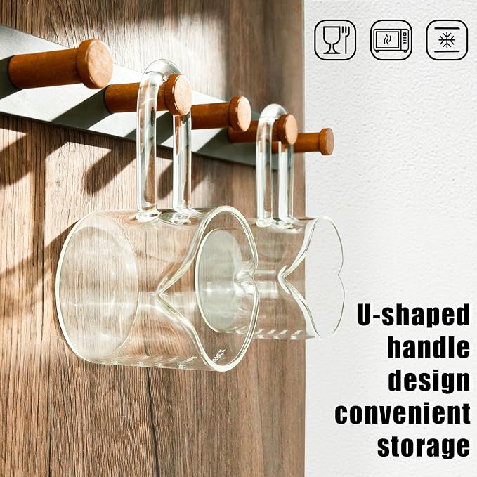 BCnmviku 250ML/8.5OZ Espresso Glass Measuring Cup Triple Pitcher Milk Cup - Image 4