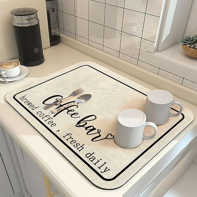 Coffee Bar Mat Rubber Dish Drying Mat - Image 2