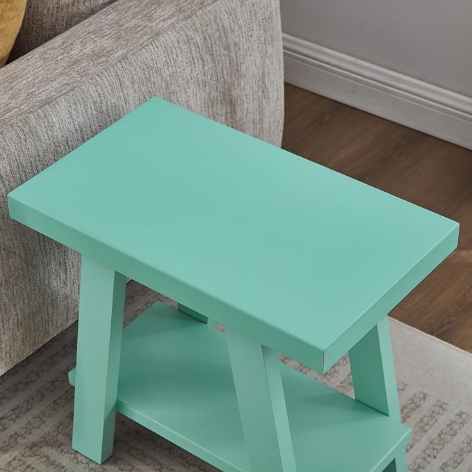 Teal End Table with Bottom Storage Shelf, 23.5 Inch Wide Contemporary Side - Image 3