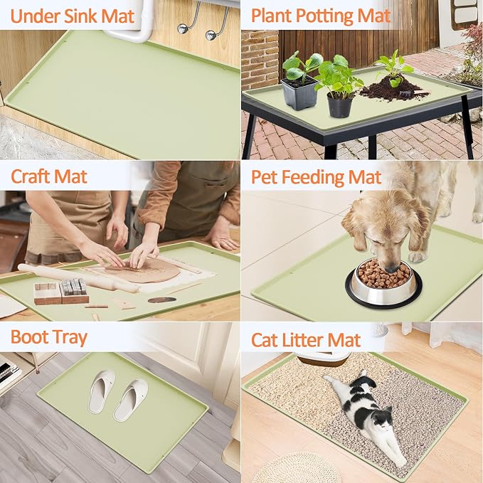 Silicone Coffee Maker Mat with Lip, 19.7'' x 15'' Heavy Duty Coffee Maker Mat - Image 7