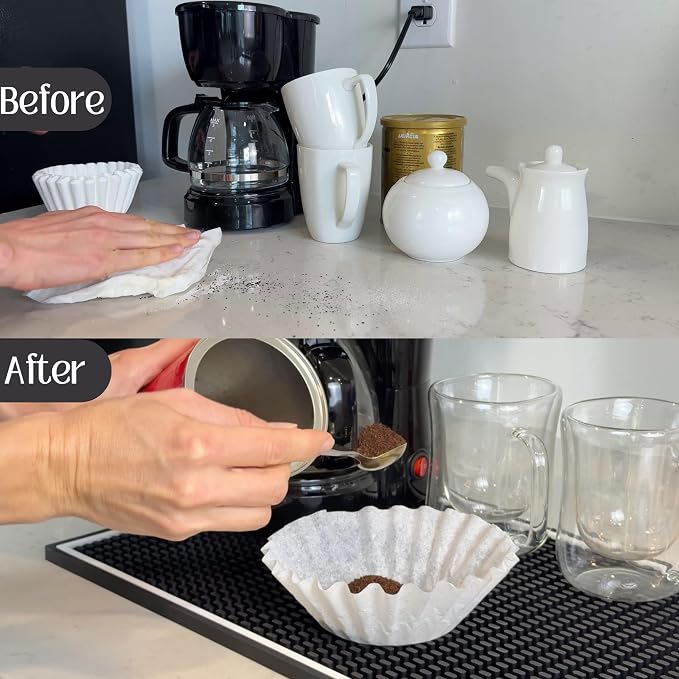 Coffee Bar Mat for Countertop White Frame 18x12 in, Silicone Espresso Machine - Image 5